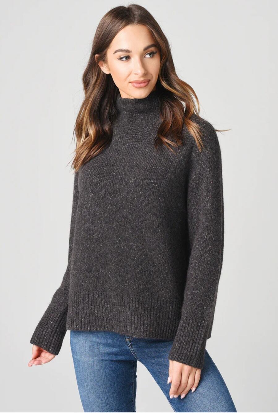 Vince womens Donegal grey speckled cashmere turtleneck sweater Size small
